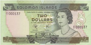 Solomon Islands $2 note.

Low serial number Banknote