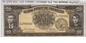 ENGLISH SERIES 20 Peso 10c (p137d) Macapagal-Castillo DJ759360 Banknote