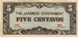P2 (p103a) J.I.M. Philippines 5c PL Block Letters Banknote