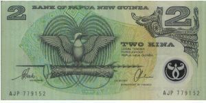 A Series no:AJP779152

2 Kina
Dated 1996

Bank Of Papua New Guinea 

Polymer Notes 

Obverse:Bird of Paradise 

Reverse:Artifacts

OFFER VIA EMAIL Banknote