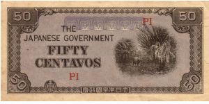 P4 (p105a) JIM. Philippines 50c PI Block Letters (Dark Coloured Center) Banknote