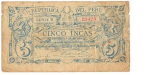 Cinco Incas Emision Banknote