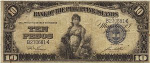 PI-8a Bank of the Philippin Islands 10 Peso note. Banknote