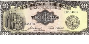 PI-136e Central Bank of the Philippines 10 Pesos note with signature 5. Banknote