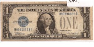 1928 E $1 Silver Certificate - key to the whole regularly-issued silver certificate series beginning 1923. Only 3,519,324 1928 E notes issued. Banknote