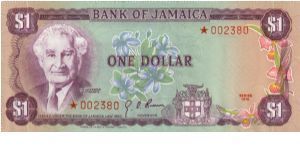 pCS1 SPECIMEN SET $1 *002380 Bank of Jamaica Collector Series Issue. 5000 sets of 4 notes issued in a blue folder with COA. Banknote