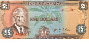 CURRENCY DAY SET $5 *000001 Bank of Jamaica Issue. Sets of 4 envelopes printed as notes issued in a blue Bank of Jamaica folder. Set# 002380 Banknote