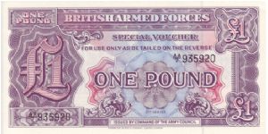 British Armed Forces £1 note from the second series Banknote