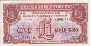 British Armed Forces £1 note from the third series Banknote