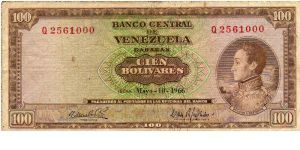 Denominacion: 100 Bolivares Banknote