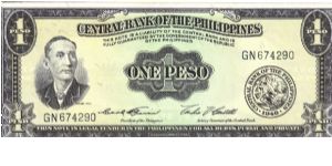 PI-133e Central Bank of the Philippines 1 Peso note with signature 4 series. Banknote