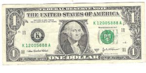 USA Dallas 2003 $1
Special number:
1-2005-888 (January 2005 and Lucky Number) Banknote