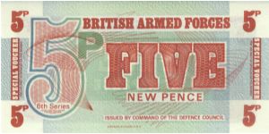 5 Pence, British Armed Forces Note (6th Series) Banknote