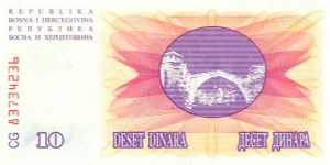 10 Dinara, Bosnia & Herzegovina Banknote
