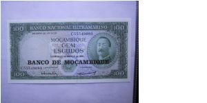 100 Escudos from Mozambique. Uncurculated condition Banknote