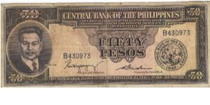 PI-138b RARE Philippine 50 Pesos note with signature group 2. Banknote