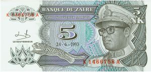 5 NK (Zaire) Banknote