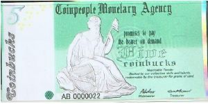 Coinpeople Monetary Agency 5 Coinbucks 2005 Banknote