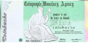 Coinpeople Monetary Agency 5 Coinbucks 2005 Banknote