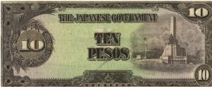 PI-111 RARE unlisted, Philippine 10 Pesos note under Japan rule, no serial number and no plate number. Banknote