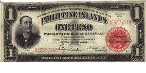 PI-68a Philippine Islands 1 Peso note. Banknote