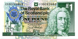 George Matthewson, Chief Executive
£1 8 Dec 1992 
Front commemorating the European summit in Edinburgh/Lord Ilay
Rev Edinburgh Castle
Watermark Lord Ilay's Head Banknote