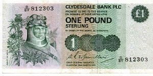 £1 CLYDESDALE BANK
Chief Executive Thorburn 29/03/82
Front Robert the Bruce
Rev The Bruce on Horseback at the Battle of Bannockburn

Watermark
Vertical lines of Ship's Banknote