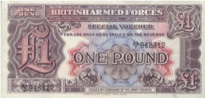 AA series  no:AA/7 948312

Obverse:British Armes Forces,Special Voucher 2nd Series

Reverse:1 pound

Printed by Thomas De La Rue Company Limited,london.

OFFER VIA EMAIL Banknote
