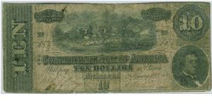 Confederate $10 note. Banknote