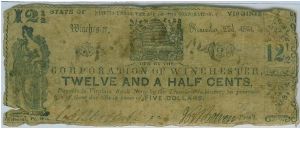 Virginia 12 and a half cents. Banknote