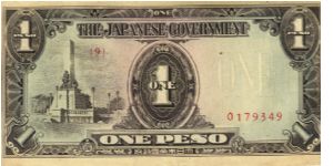 PI-109 Philippine 1 Peso note under Japan rule, plate number 9. Banknote
