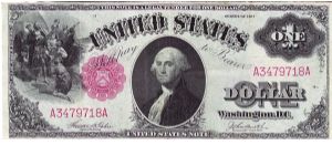 1917 United States note. Similar to the 1880 in design, but lacks the large seal. A nice crisp Xf-Au note. Banknote