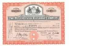 THE PENNSYLVANIA RAILROAD COMPANY
STOCK CERTIFICATE
FOR 50 SHARES
DATED        MARCH 26,1951


PRINTED BY THE 
AMERICAN BANK NOTE COMPANY Banknote