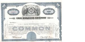 ERIE RAILROAD COMPANY  STOCK CERTIFICATE
FOR 100 SHARES


PRINTED BY THE 
AMERICAN BANK NOTE
COMPANY
# C 114833 Banknote