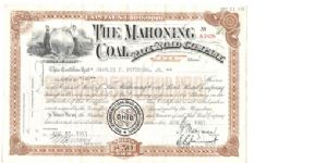 THE MAHONING COAL
AND RAIL ROAD
COMPANY OF OHIO
STOCK CERTIFICATE
FOR 2 SHARES AT $50. DOLLARS EACH

# A 5828
 DATED OCT 21 1954 Banknote