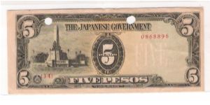 JAPANESES INVASION MONEY
5 PESOS
PICK #110 Banknote