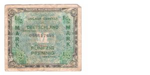 ALLIED MILITARY CURRENCY
SERIEL # 055517541
GERMAN 1/2 MARK Banknote