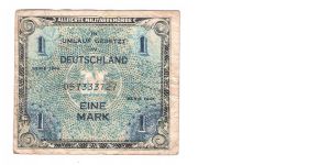 ALIED MILITARY CURRENCY
GERMAN 1-MARK
SERIEL # 057333727 Banknote