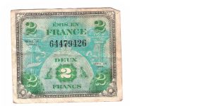 ALLIED MILITARY CURRENCY- FRANCE
SERIES OF 1944
2 FRANCS
SERIES 
SERIAL # 64479426
9 OF 12 TOTAL Banknote