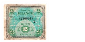 ALLIED MILITARY CURRENCY- FRANCE
SERIES OF 1944
2 FRANCS

SERIES 2

SERIAL # 82306947
8 OF 24 TOTAL Banknote