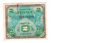 ALLIED MILITARY CURRENCY- FRANCE
SERIES OF 1944
2 FRANCS

SERIES 2

SERIAL # 83878280
18 OF 24 TOTAL Banknote