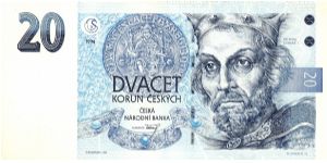 20 Korun; King Premysl Otakar I on front' Crown on Back Banknote