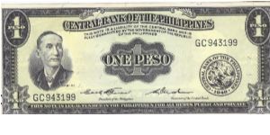 PI-133d English series 1 Peso note with signature group 3, prefix GC. Banknote