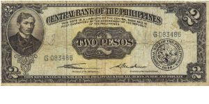 PI-134b English series 2 Pesos note with signature group 1, prefix G. Banknote