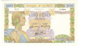 500 francs Banknote