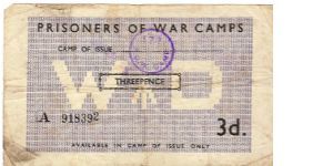 WWII POW 3 pence Banknote