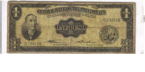 PI-133a Philippines English series 1 Peso note, Signature 1 pair with Genuine. Banknote