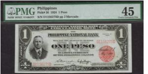 p56 1924 1 Peso Philippine National Bank Circulating Note Banknote