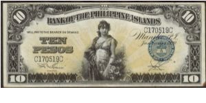 p14 1920 10 Peso Bank of the Philippine Islands Banknote