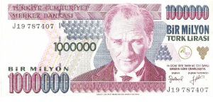 1000000 Lira

Obverse:
Pres. Atatürk

Reverse:
Atatürk dam in Sanli Urfa

Security tread:
Yes

Watermark:
Pres. Atatürk 

Size:
159.0 x 76.0 mm Banknote